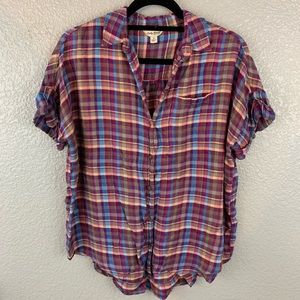 Lucky Brand plaid short sleeve button down shirt